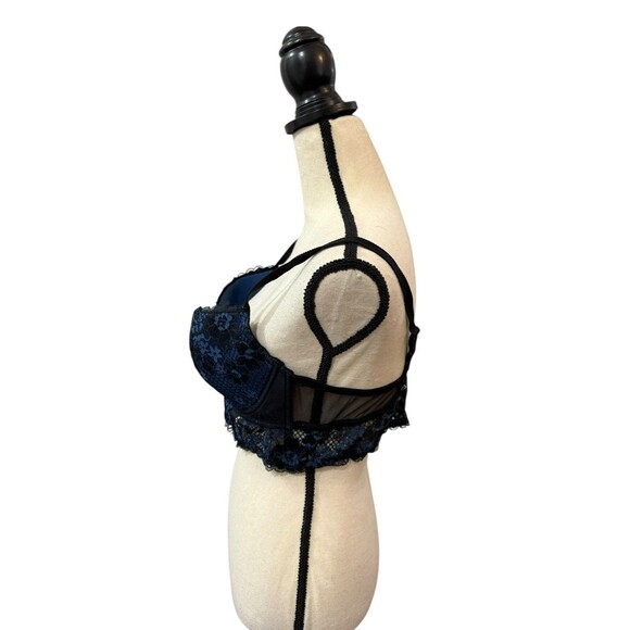 Adore Me Pacchi Contour Demi Bra 38C & Cheeky Bottoms Large Set Black/Navy NEW - Picture 3 of 15